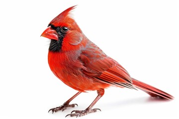 Red cardinal bird isolated on white background, cut out
