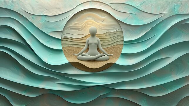 A circular logo with the image of a Buddha in an environment of peace and tranquility.