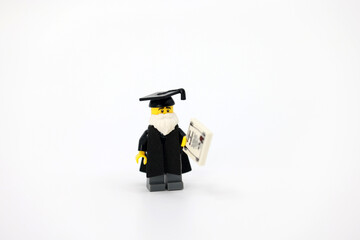 Naklejka premium Hong Kong -May 6 2024: old man got the diploma in continuous education