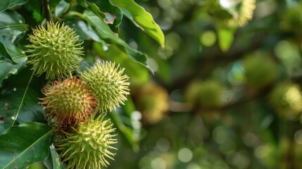The immature rambutan has a green color and a sour flavor