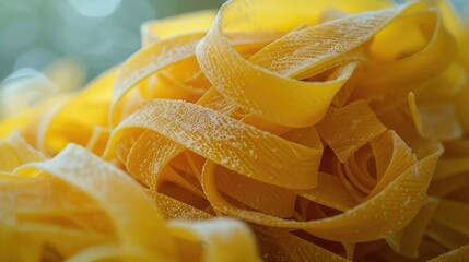 Fototapeta premium Capturing the Delicate Beauty of Raw Trofie Pasta Arranged in a Pile
