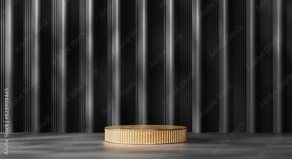 Poster 3d rendering abstract gold platform podium product presentation background