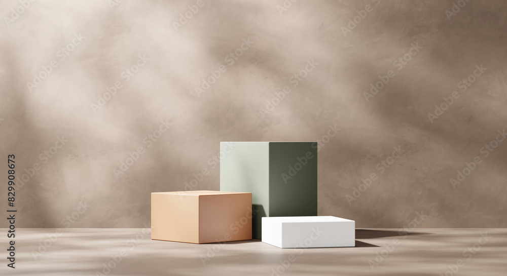 Aufkleber abstract minimal podium platform for product display showcase 3d rendering