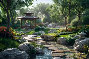 Fototapeta premium Japanese Garden Design