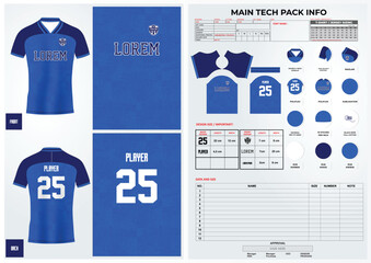 blue jersey design with Techpack and pattern 