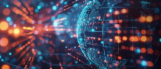 Obraz premium A digital globe surrounded by a network of data