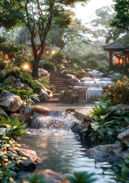 Chinese style garden landscape design renderings