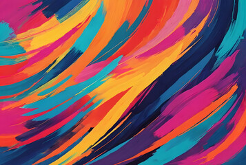Vibrant Abstract Expressionism - Colorful Strokes and Splashes on a Dark Background, Dynamic Artistic Wallpaper