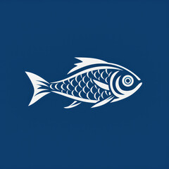 illustration of a christian icon with a white fish on dark blue background