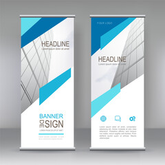 Roll up banner stand brochure flyer vertical template design, background, modern x-banner 