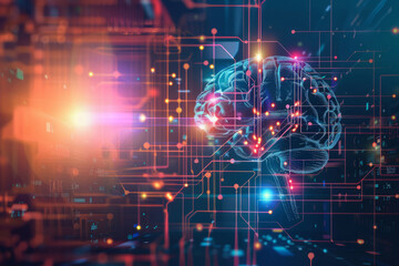 Obraz premium Artificial intelligence brain with digital circuit connections