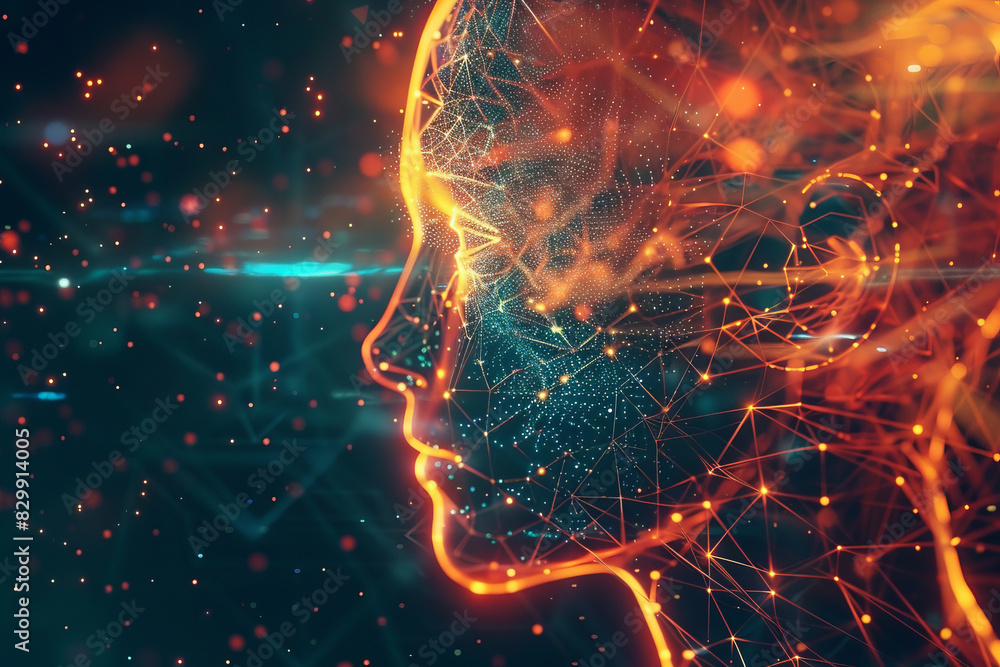 Poster abstract artificial intelligence concept with neural network connections