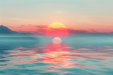 Beautiful sunset over calm ocean with pastel sky colors