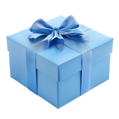 Blue gift box with bow ,isolated on white background