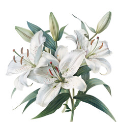 Fototapeta premium White lilies ,isolated on white background