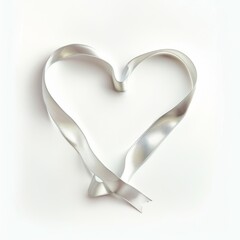 White ribbons arranged in the shape of a heart against a white background, conveying a message of love and purity