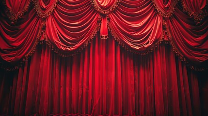 luxurious red theater curtain texture elegant stage background full frame photo