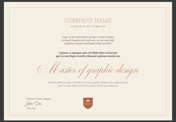 Certificate Template Design Layout Landscape Vintage Classic with Signature A4 and Letter Sizer for InDesign