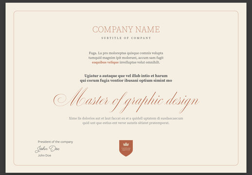 Certificate Template Design Layout Landscape Vintage Classic with Signature A4 and Letter Sizer for InDesign