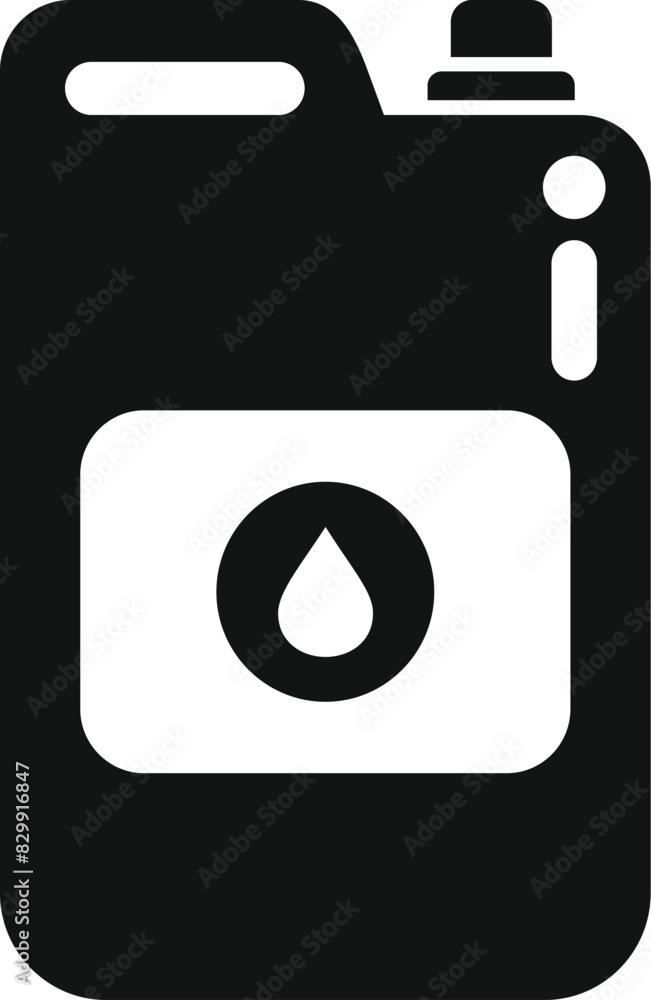 Sticker Simplified vector illustration of a fuel canister in black and white, suitable for icons and signage