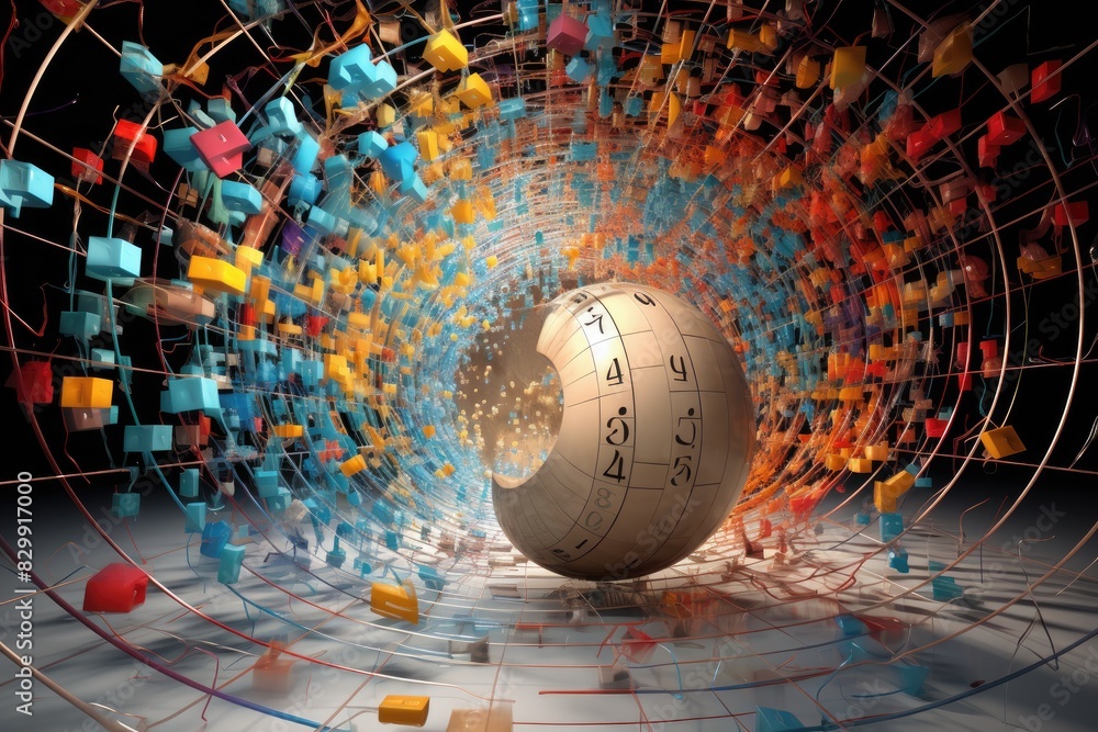 Leinwandbilder a sphere with a clock inside of it, a 3d visualization of a mathematical equation, transforming its 