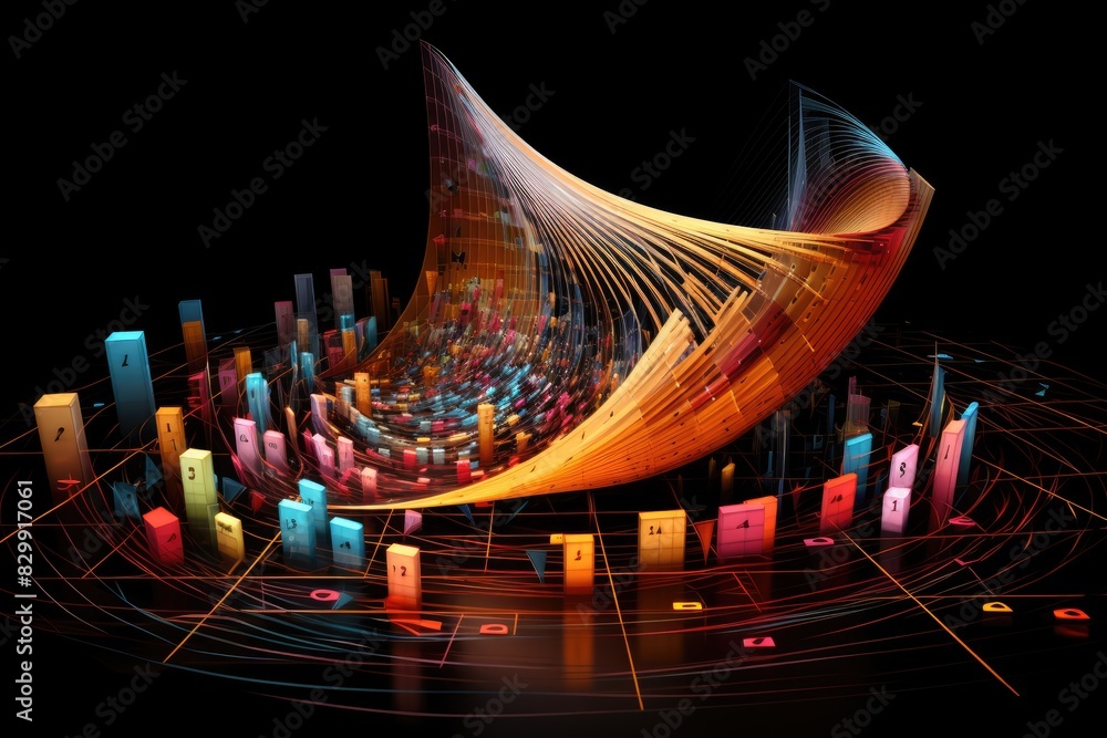 Fototapete a sphere with a clock inside of it, a 3d visualization of a mathematical equation, transforming its 