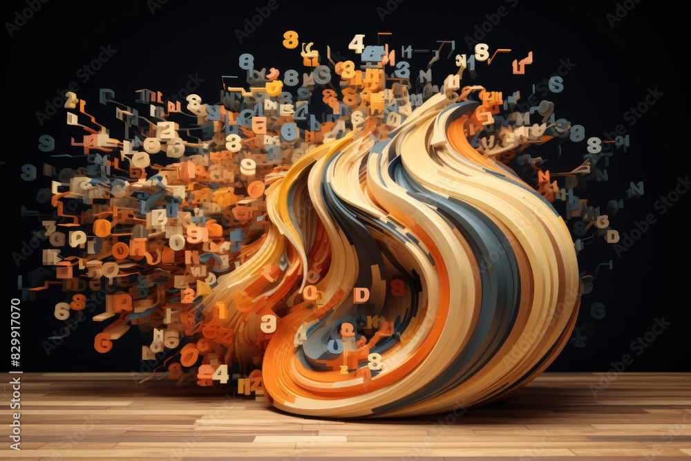 Fototapete a sphere with a clock inside of it, A 3D visualization of a mathematical equation, transforming its abstract concepts into a visual spectacle
