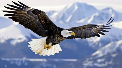 Fototapeta premium majestic bald eagle soaring through the sky wildlife photography