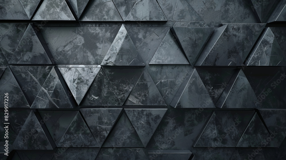 Poster abstract black triangular geometric background with grunge texture