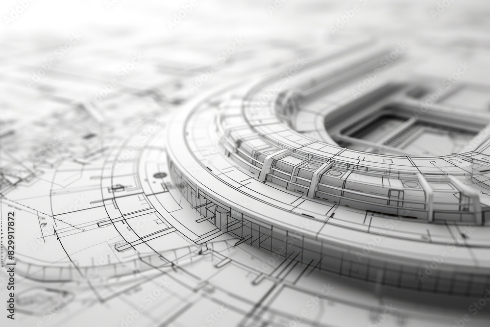 Aufkleber A blueprint coming to life, intricate lines transforming into a sustainable architecture