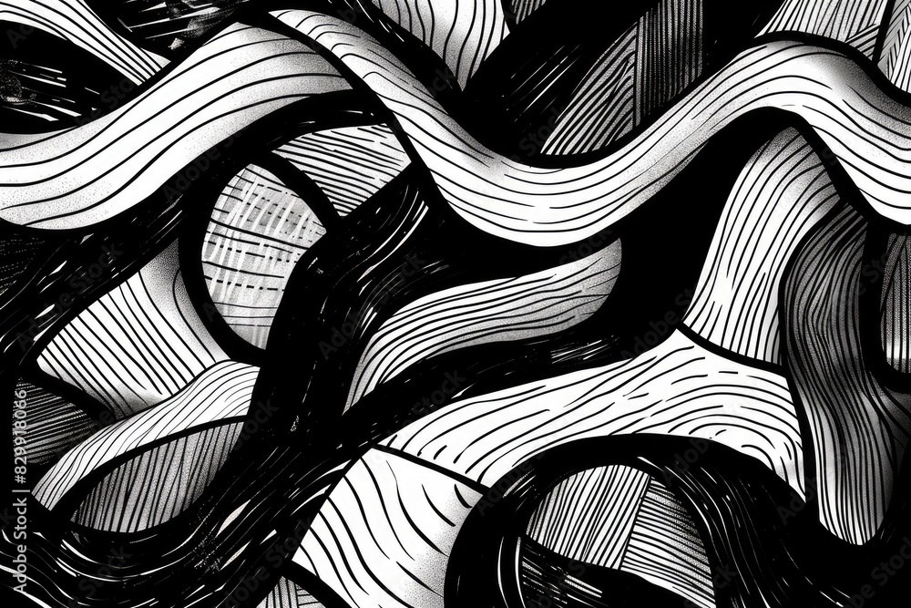 Leinwandbilder a black and white drawing of a pattern, abstract patterns using only black and white scribbles