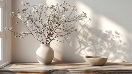 Scandinavian minimalist floral design, clean and simple outlines, pale muted color palette, soft pastel hues, emphasis on form and space, delicate and subtle lines, modern and tranquil, light.