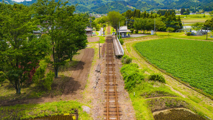 ドローンで撮影した日本の線路