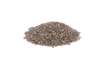 Heap of chia seeds isolated on white background