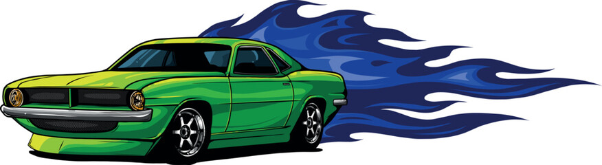 hand draw of Muscle car vector illustration design