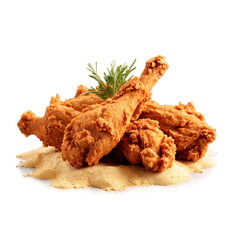 generative ai collection of crispy fried chicken with a transparent background