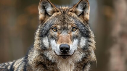 majestic gray wolf portrait with piercing eyes and detailed fur texture wildlife photography