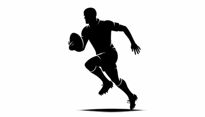 Shadow of rugby players on a white background