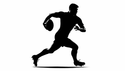 Shadow of rugby players on a white background