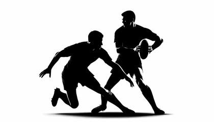 Shadow of rugby players on a white background