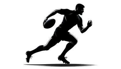 Shadow of rugby players on a white background