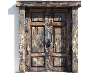 High resolution image of weathered double wooden door