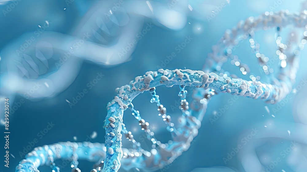 Poster the dna helix is rendered in the style of modern 3d computer graphics with photorealistic lighting a