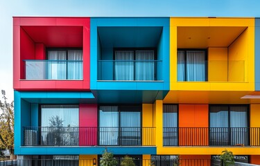 Fototapeta premium futuristic apartments with new formed shapes and colors created with Generative AI technology