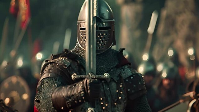 Medieval Knight in Armor with Sword with Ai generated.
