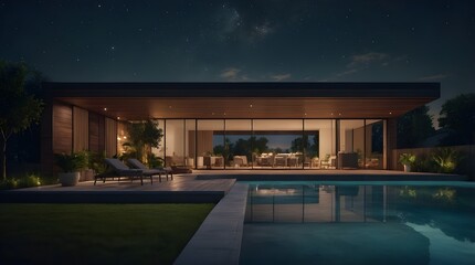 Fototapeta premium 3d rendering of modern cozy house with parking and pool