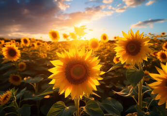 Obraz premium Sunflowers in a field of light and color
