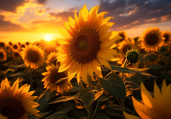 Obraz premium Sunflowers in a field of light and color