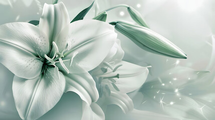 abstract lily flowers with elegant white petals and soft textures. generative ai