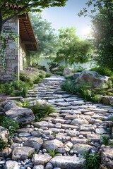 Naklejka premium Cobblestone country road